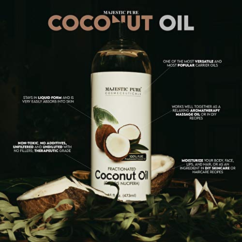 Majestic Pure Fractionated Coconut Oil - Relaxing Massage Oil, Liquid Carrier...