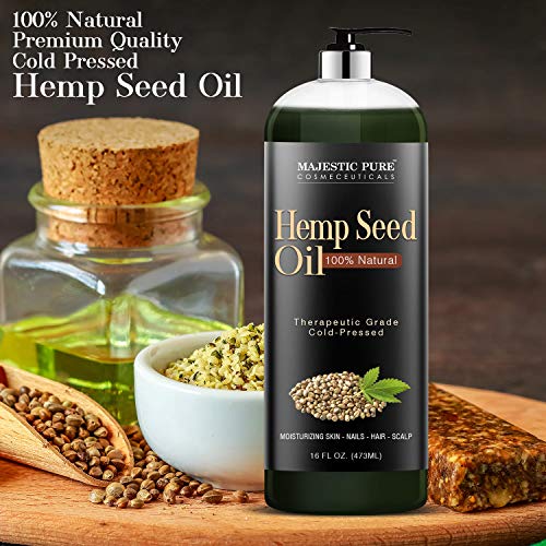 Majestic Pure Hemp Seed Oil, 100% Pure and Natural, Cold-Pressed, Moisturizin...
