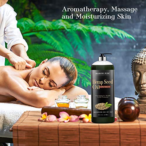 Majestic Pure Hemp Seed Oil, 100% Pure and Natural, Cold-Pressed, Moisturizin...