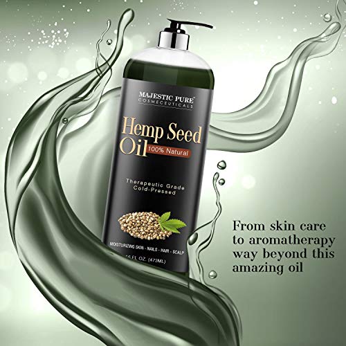 Majestic Pure Hemp Seed Oil, 100% Pure and Natural, Cold-Pressed, Moisturizin...