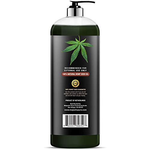 Majestic Pure Hemp Seed Oil, 100% Pure and Natural, Cold-Pressed, Moisturizin...