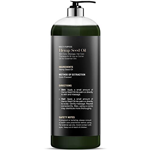 Majestic Pure Hemp Seed Oil, 100% Pure and Natural, Cold-Pressed, Moisturizin...