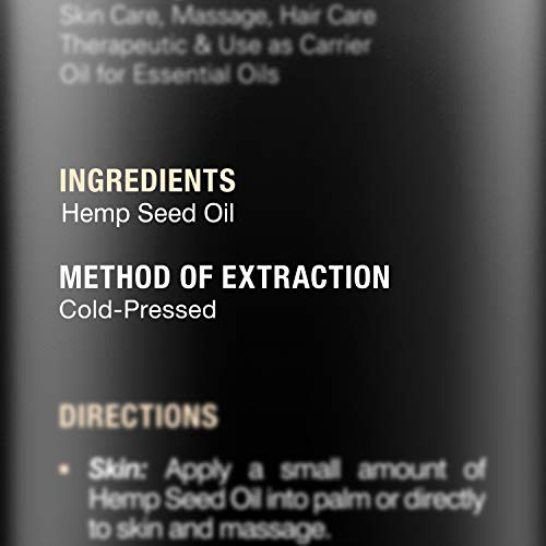 Majestic Pure Hemp Seed Oil, 100% Pure and Natural, Cold-Pressed, Moisturizin...