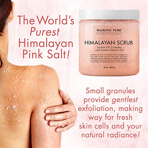 MAJESTIC PURE Himalayan Salt Body Scrub with Lychee Oil, Exfoliating Salt Scr...