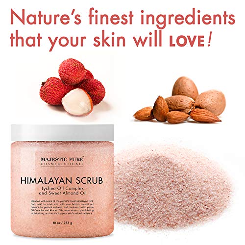 MAJESTIC PURE Himalayan Salt Body Scrub with Lychee Oil, Exfoliating Salt Scr...