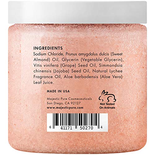 MAJESTIC PURE Himalayan Salt Body Scrub with Lychee Oil, Exfoliating Salt Scr...