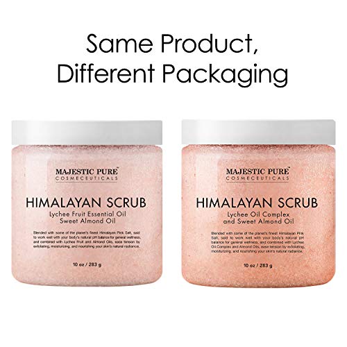 MAJESTIC PURE Himalayan Salt Body Scrub with Lychee Oil, Exfoliating Salt Scr...