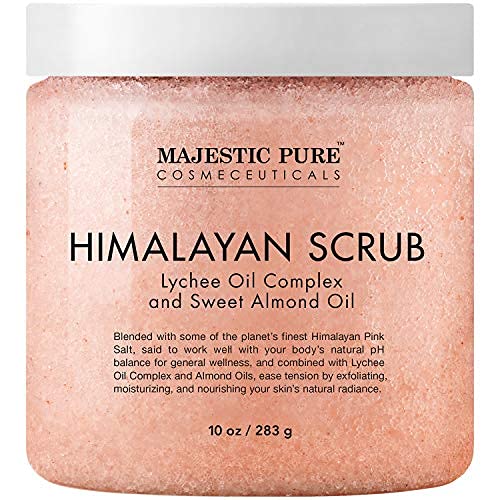MAJESTIC PURE Himalayan Salt Body Scrub with Lychee Oil, Exfoliating Salt Scr...