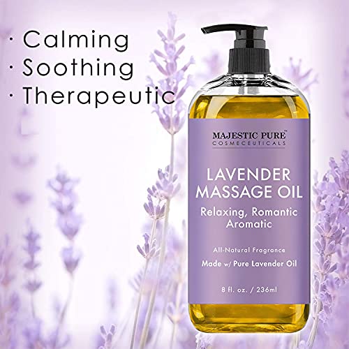 MAJESTIC PURE Lavender Massage Oil for Men and Women - Great for Calming, Soo...