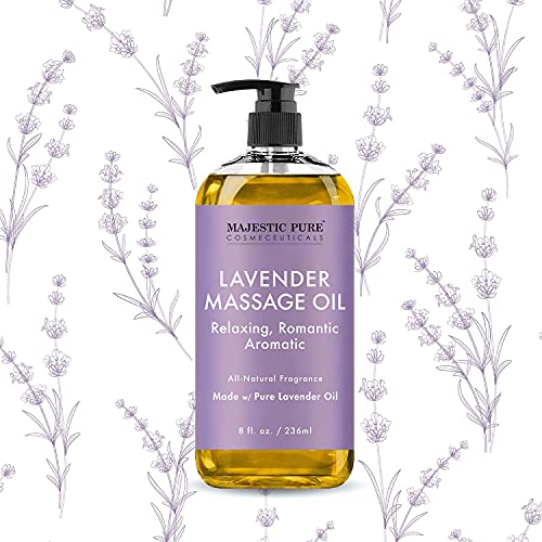 MAJESTIC PURE Lavender Massage Oil for Men and Women - Great for Calming, Soo...