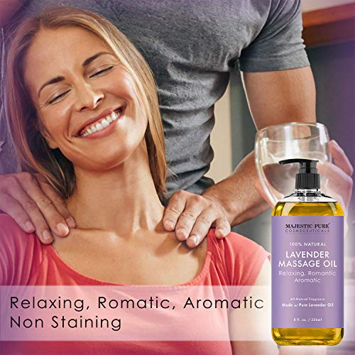 MAJESTIC PURE Lavender Massage Oil for Men and Women - Great for Calming, Soo...