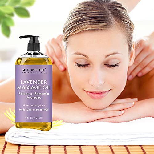 MAJESTIC PURE Lavender Massage Oil for Men and Women - Great for Calming, Soo...