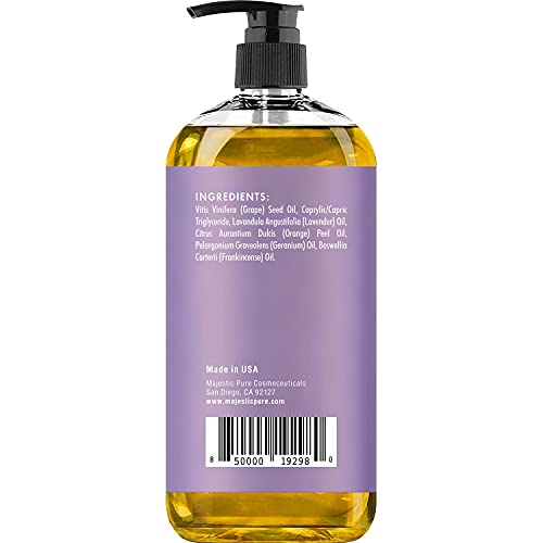 MAJESTIC PURE Lavender Massage Oil for Men and Women - Great for Calming, Soo...