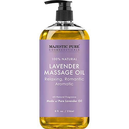 MAJESTIC PURE Lavender Massage Oil for Men and Women - Great for Calming, Soo...