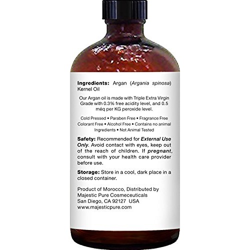 MAJESTIC PURE Moroccan Argan Oil for Hair, Face, Nails, Beard & Cuticles - fo...