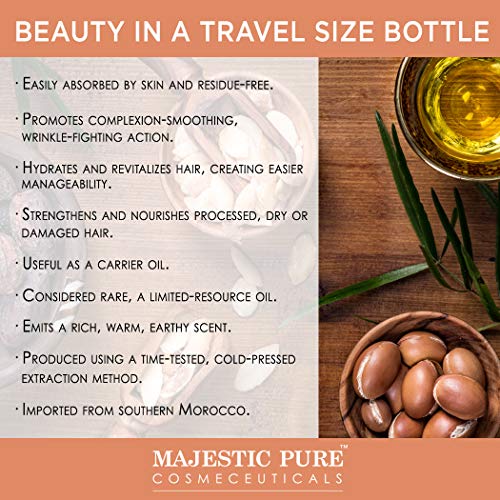 MAJESTIC PURE Moroccan Argan Oil for Hair, Face, Nails, Beard & Cuticles - fo...