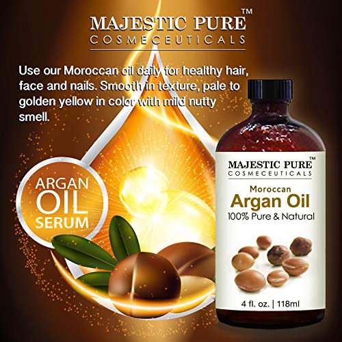 MAJESTIC PURE Moroccan Argan Oil for Hair, Face, Nails, Beard & Cuticles - fo...