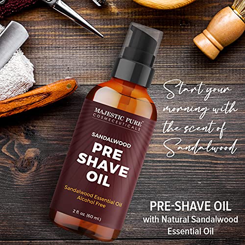 Majestic Pure Pre Shave Oil for Men - Best Shaving Oil with Sandalwood for Sa...