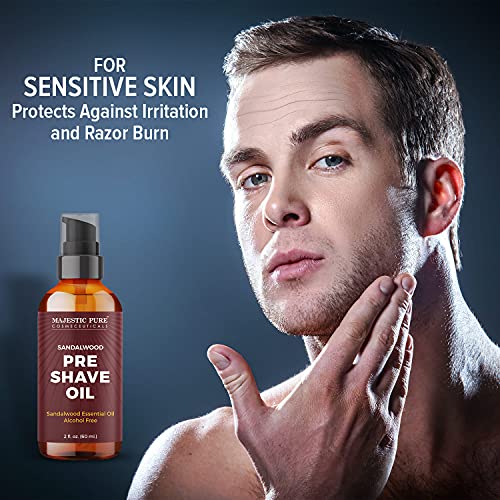 Majestic Pure Pre Shave Oil for Men - Best Shaving Oil with Sandalwood for Sa...