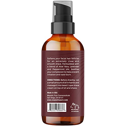 Majestic Pure Pre Shave Oil for Men - Best Shaving Oil with Sandalwood for Sa...