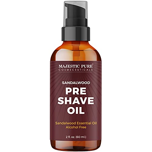 Majestic Pure Pre Shave Oil for Men - Best Shaving Oil with Sandalwood for Sa...