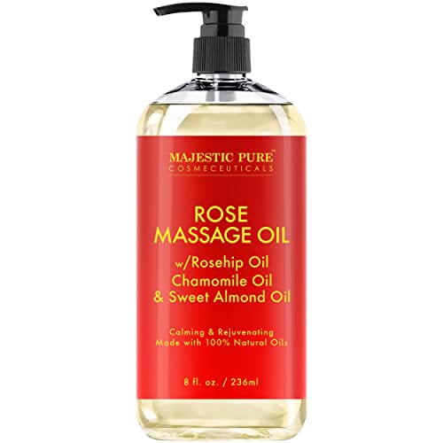 MAJESTIC PURE Rose Massage Oil - Hydrating, Calming, Warming, Relaxing & Reju...