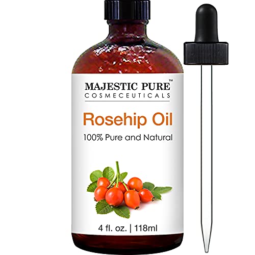 MAJESTIC PURE Rosehip Oil for Face, Nails, Hair and Skin, Pure & Natural, Col...
