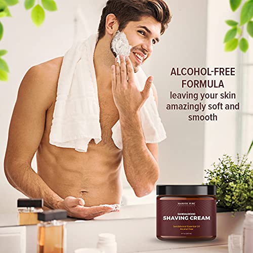 Majestic Pure Sandalwood Shaving Cream for Men and Women - Smooth Close Refre...