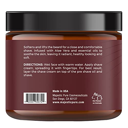 Majestic Pure Sandalwood Shaving Cream for Men and Women - Smooth Close Refre...