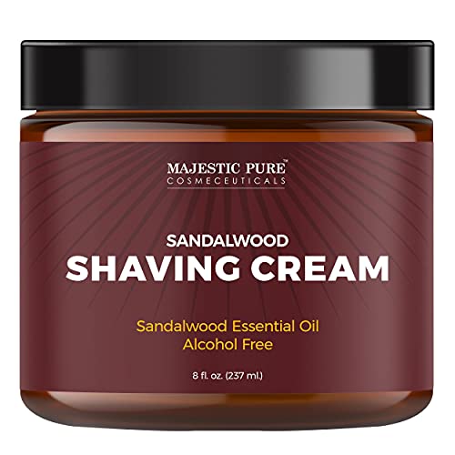 Majestic Pure Sandalwood Shaving Cream for Men and Women - Smooth Close Refre...