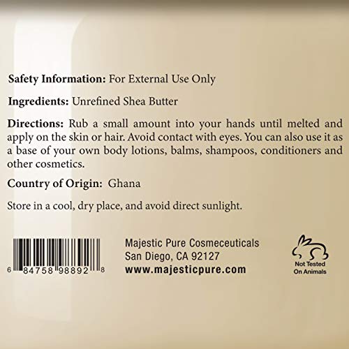 Majestic Pure Shea Butter - Raw Unrefined Premium Grade - Moisturizer for Dry...