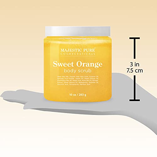 Majestic Pure Sweet Orange Body Scrub - Exfoliates, Moisturizes, and Nourishe...