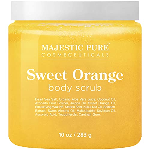 Majestic Pure Sweet Orange Body Scrub - Exfoliates, Moisturizes, and Nourishe...