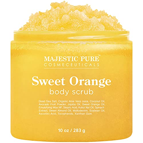 Majestic Pure Sweet Orange Body Scrub - Exfoliates, Moisturizes, and Nourishe...