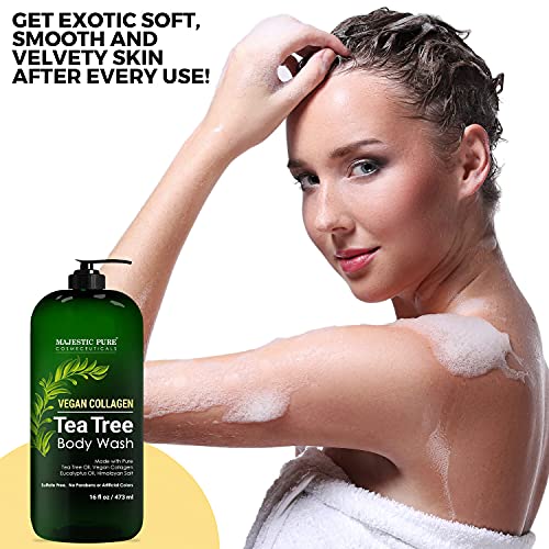 MAJESTIC PURE Tea Tree Body Wash with Collagen - Helps Nail Fungus, Athletes ...
