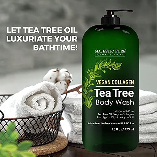 MAJESTIC PURE Tea Tree Body Wash with Collagen - Helps Nail Fungus, Athletes ...
