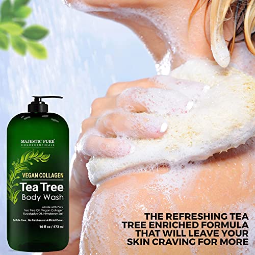 MAJESTIC PURE Tea Tree Body Wash with Collagen - Helps Nail Fungus, Athletes ...