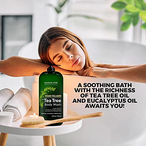 MAJESTIC PURE Tea Tree Body Wash with Collagen - Helps Nail Fungus, Athletes ...