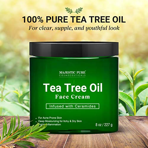 Tea Tree Oil Face Cream by Majestic Pure - Therapeutic Grade, Acne Scar Remov...