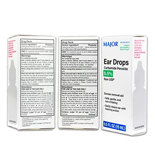 MAJOR Ear Drops Earwax Removal Aid 0.5oz 15mL CARBAMIDE PEROXIDE 6.5% USA