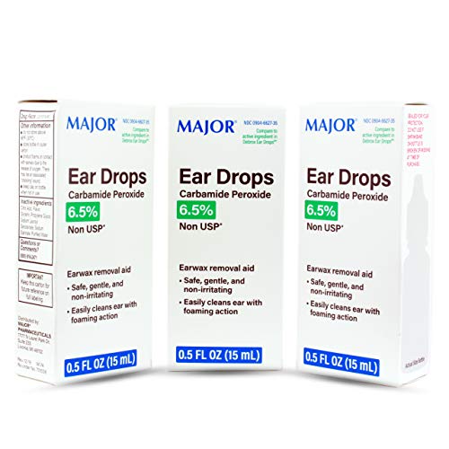 MAJOR Ear Drops Earwax Removal Aid 0.5oz 15mL Carbamide Peroxide 6.5% USA (3 ...