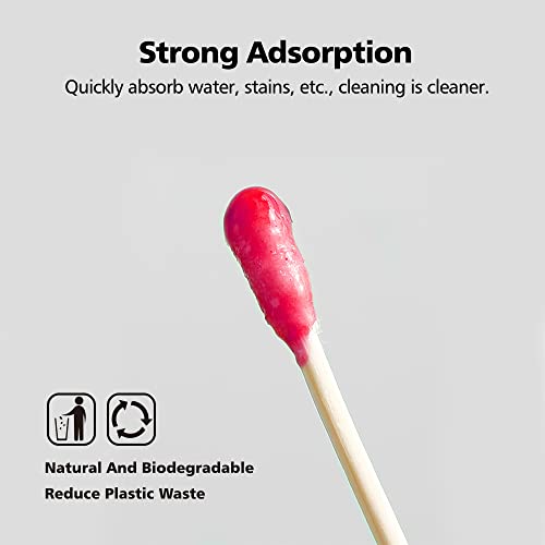 Organic Cotton Swabs with Wooden Sticks 400 Pcs of Pack, Pure Natural Bamboo ...