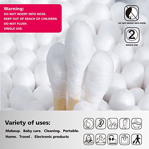 Organic Cotton Swabs with Wooden Sticks 400 Pcs of Pack, Pure Natural Bamboo ...