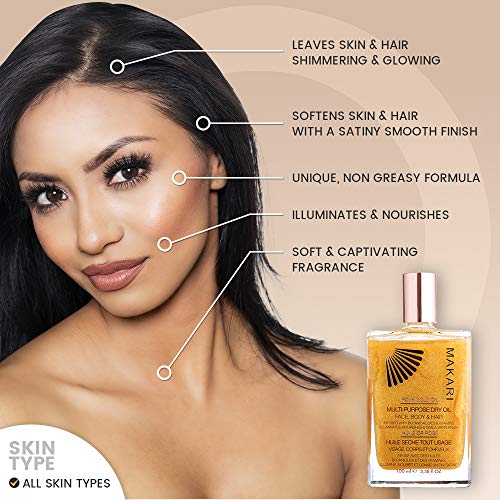 Makari 24k Rose Gold Multi-Purpose Dry Shimmer Oil 3.8 oz. – Natural Minerals...