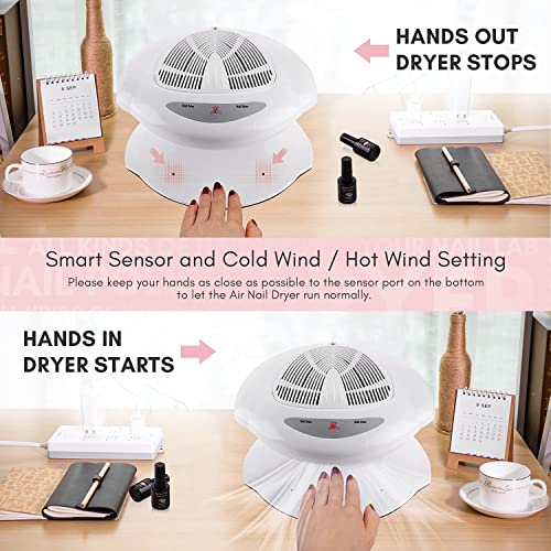 Makartt Air Nail Dryer for Both Hands and Feet 400W Air Nail Fan Blow Dryer f...