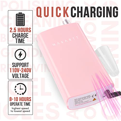 Makartt MALORY 30000RPM Nail Drill Machine Rechargeable Portable Electric E F...