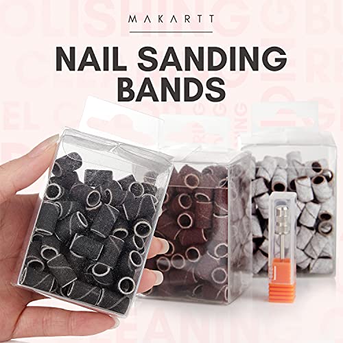 Makartt Nail Drill Bits Sanding Bands for Nail Drill #80#150#240 Grits 300Pcs...
