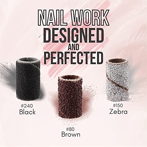 Makartt Nail Drill Bits Sanding Bands for Nail Drill #80#150#240 Grits 300Pcs...