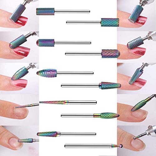 Makartt Nail Drill Bits Set, 10Pcs Tungsten Carbide Nail Drill Bits Remove Ac...