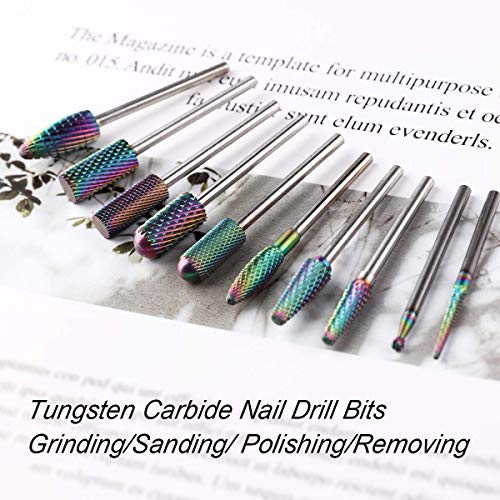 Makartt Nail Drill Bits Set, 10Pcs Tungsten Carbide Nail Drill Bits Remove Ac...